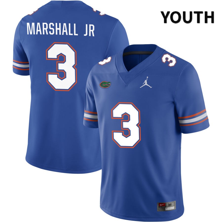 NCAA Florida Gators Jason Marshall Jr Youth #3 Jordan Brand Royal 2022 NIL Stitched Authentic College Football Jersey LJZ4464RO